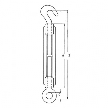 Spannschloss - Edelstahl - AISI 316 poliert DIN 1480 - Haken/Öse - 20mm